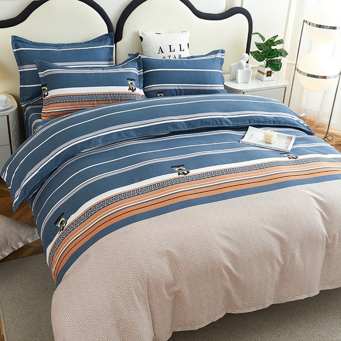 91家纺网 家纺一手货源 找家纺 鑫缘2025直播爆款印花植物羊绒加厚磨毛四件套1.2米学生三件套 航海家