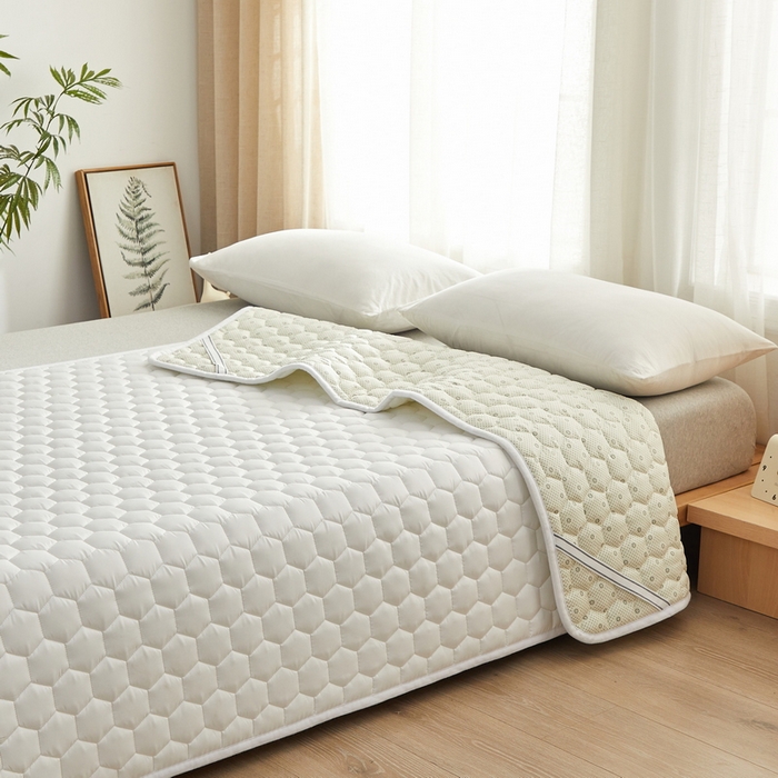 91家纺网 家纺一手货源 找家纺 祁恋婷家居 2024新款全棉夹棉羽丝棉床褥垫 全棉护垫-元气白