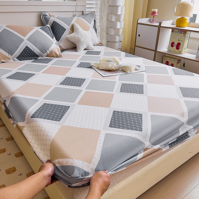 91家纺网 家纺一手货源 找家纺 优品阁 2024新款全棉磨毛四件套单品系列-单床笠 克洛因