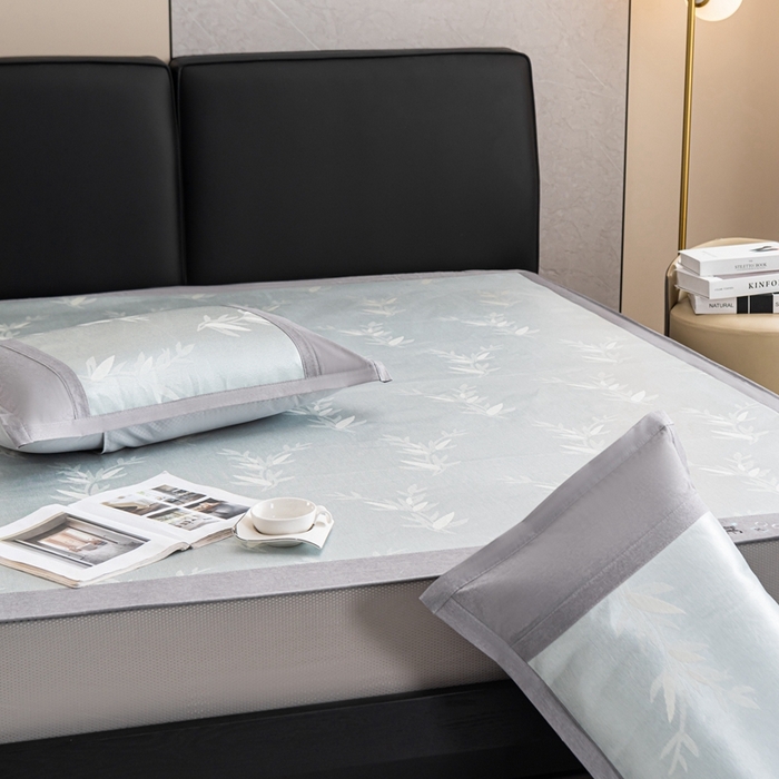 91家纺网 家纺一手货源 找家纺 爱宝被业 2025新款法式冰丝提花刺绣凉席 摇曳 床笠款