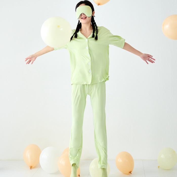 91家纺网 家纺一手货源 找家纺 LADYCOCO可可家居 2025新款凉感家居服 睡衣-绿--长裤款