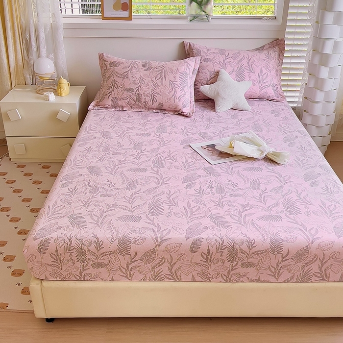 91家纺网 家纺一手货源 找家纺 优品阁 2024新款全棉磨毛四件套单品系列-单床笠 叶之舞