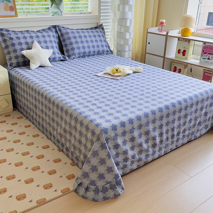 91家纺网 家纺一手货源 找家纺 优品阁 2024新款亲肤舒适全棉磨毛单床单 星雨