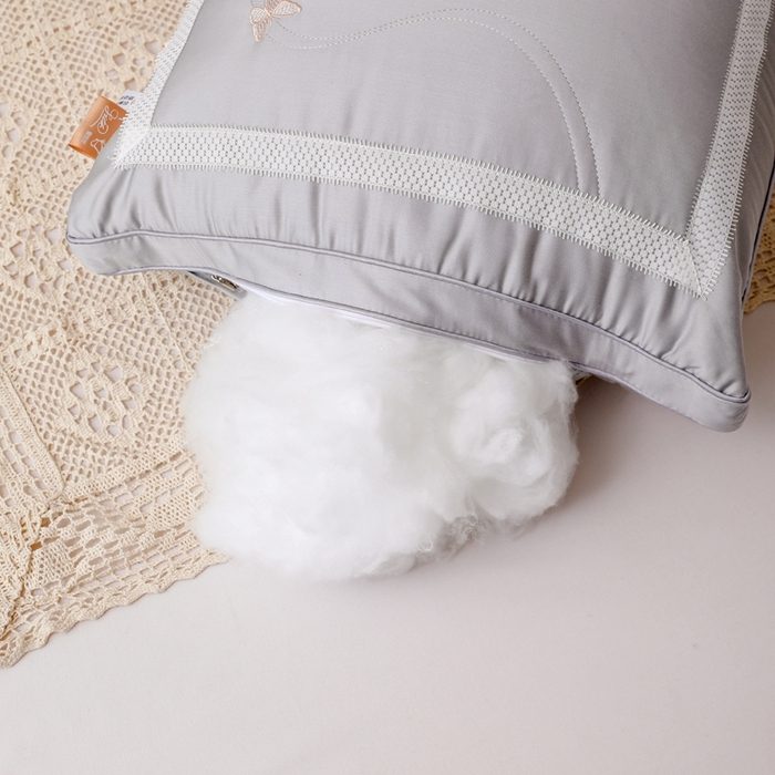 91家纺网 家纺一手货源 找家纺 爱尚家枕芯 2024新款蝴蝶刺绣枕头枕芯 灰色48*74cm/只