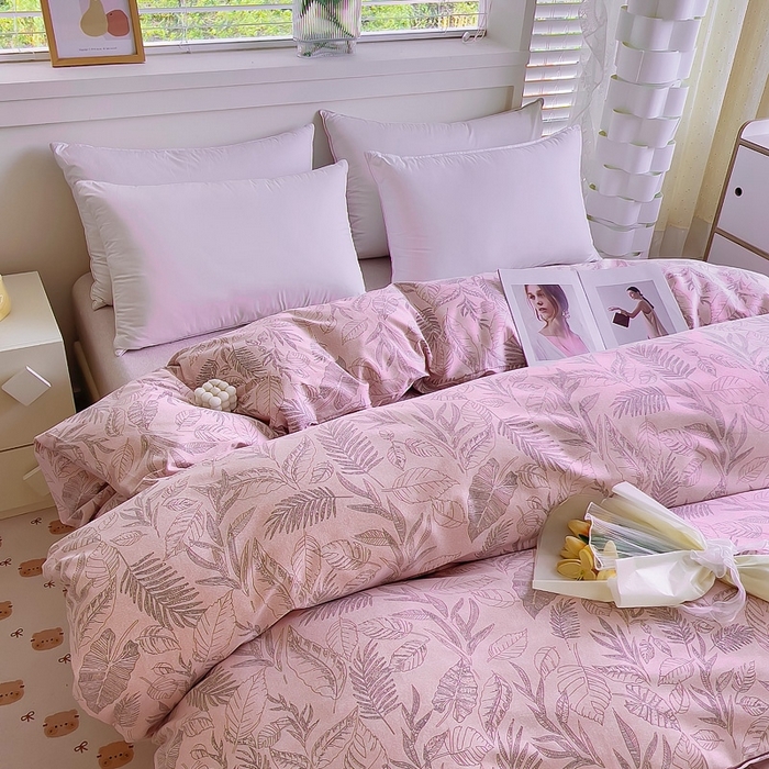 91家纺网 家纺一手货源 找家纺 优品阁 2024新款全棉磨毛四件套单品系列-单被套 叶之舞