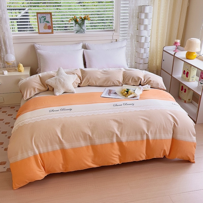 91家纺网 家纺一手货源 找家纺 优品阁 2024新款全棉磨毛四件套单品系列-单被套 蕾丝花边