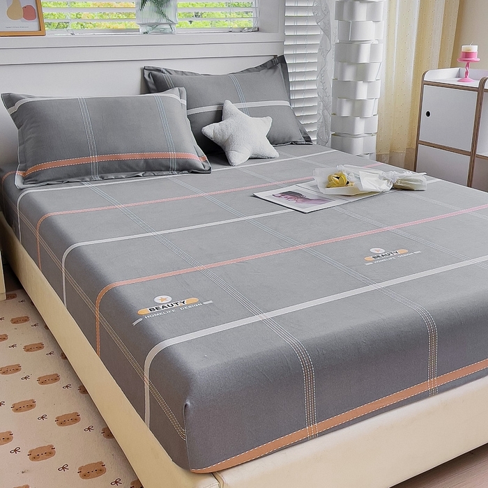 91家纺网 家纺一手货源 找家纺 优品阁 2024新款全棉磨毛四件套单品系列-单床笠 卡罗琳