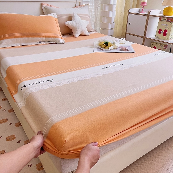 91家纺网 家纺一手货源 找家纺 优品阁 2024新款全棉磨毛四件套单品系列-单床笠 蕾丝花边