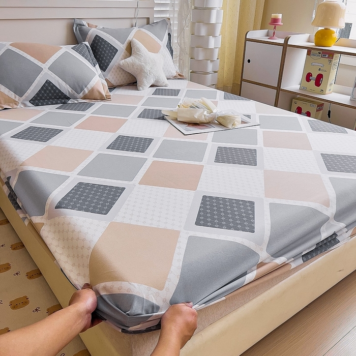 91家纺网 家纺一手货源 找家纺 优品阁 2024新款全棉磨毛四件套单品系列-单床笠 克洛因