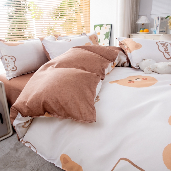 91家纺网 家纺一手货源 找家纺 乐居坊 2024新款亲肤棉美棉芦荟棉四件套新花型（5月） 奶油熊