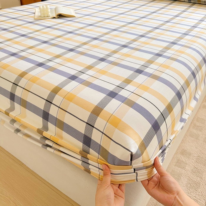 91家纺网 家纺一手货源 找家纺 家贝爱 2024新款3倍加厚水洗棉床笠床单 格调黄