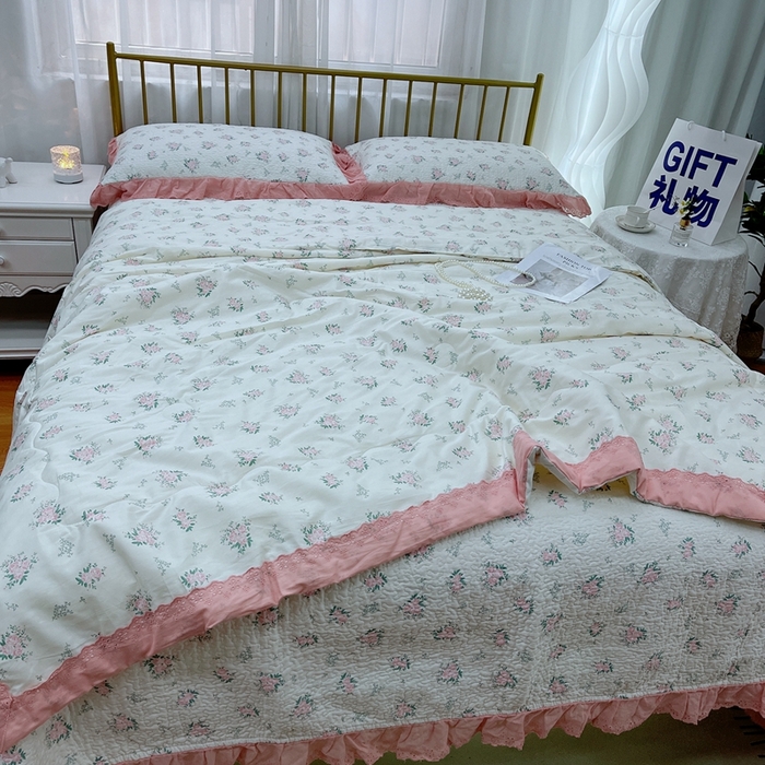 91家纺网 家纺一手货源 找家纺 暖居 2024新款包边春秋被床盖四件套 花期