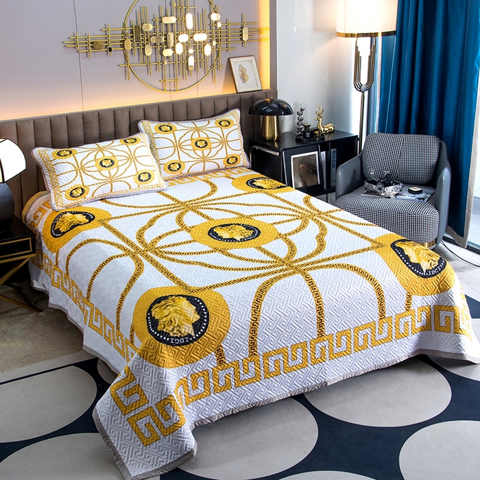 91家纺网 家纺一手货源 找家纺 爵仕家纺 2025新款凉感真丝床盖三件套 女皇