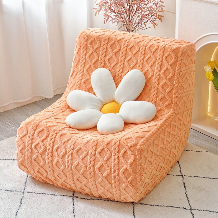 91家纺网 家纺一手货源 找家纺 启博家纺 2024新款提花绒毛毛虫沙发套 桔色