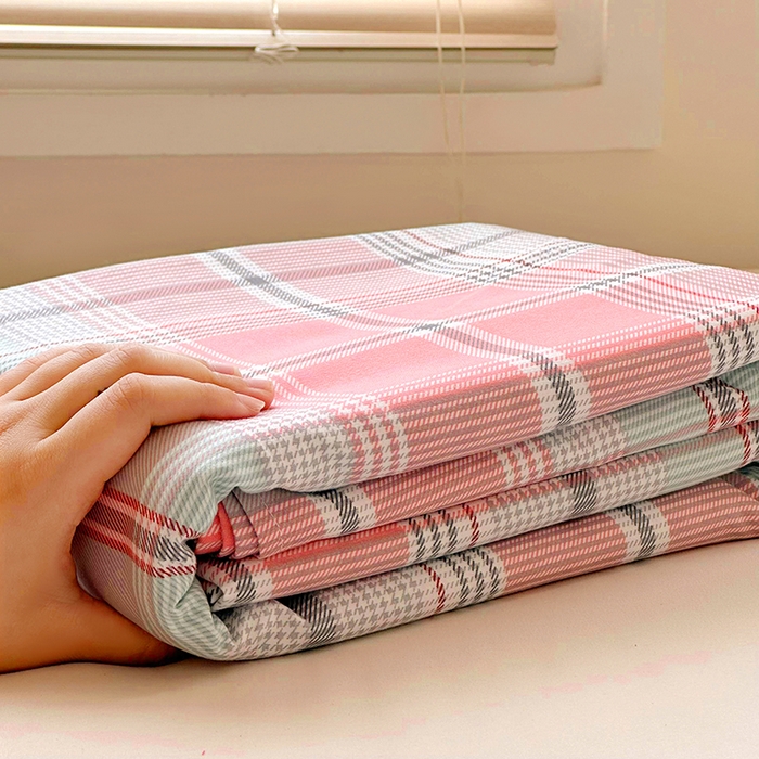 91家纺网 家纺一手货源 找家纺 家贝爱 2024新款3倍加厚水洗棉床笠床单 莫卡粉