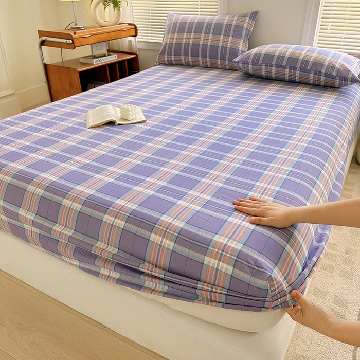 91家纺网 家纺一手货源 找家纺 家贝爱 2024新款3倍加厚水洗棉床笠床单 洛卡蓝