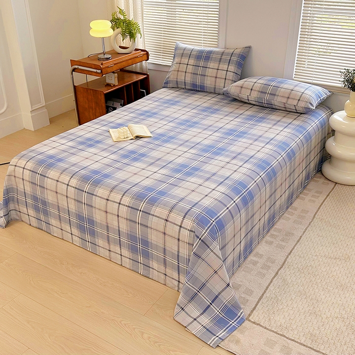 91家纺网 家纺一手货源 找家纺 家贝爱 2024新款3倍加厚水洗棉床笠床单 莫卡蓝