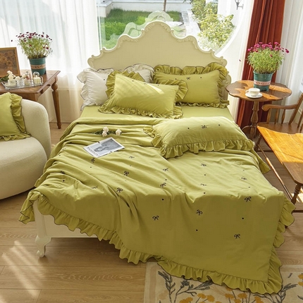 91家纺网 家纺一手货源 找家纺 （总）梦可莱 2024新款水洗棉原棉奶油可可夏被四件套