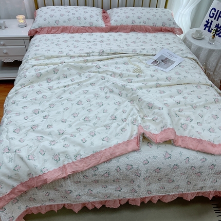 91家纺网 家纺一手货源 找家纺 暖居 2024新款包边春秋被床盖四件套 花期