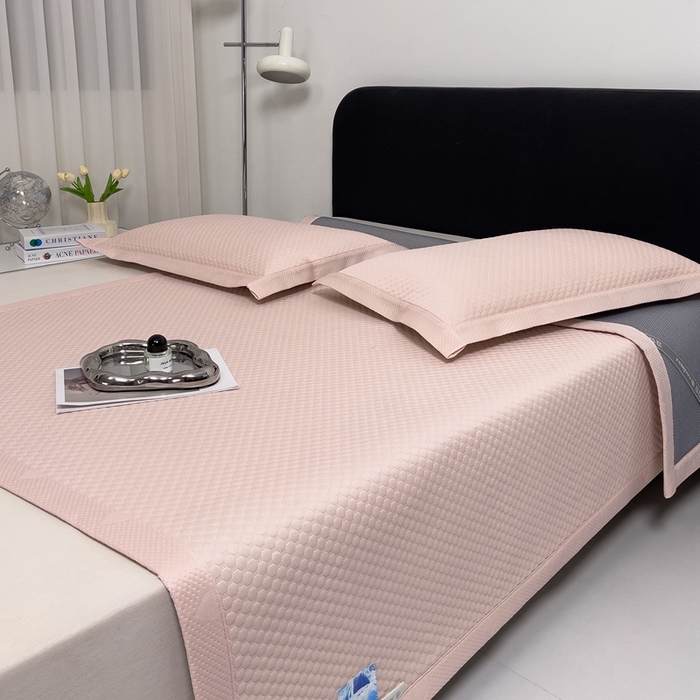 91家纺网 家纺一手货源 找家纺 凉百百 2024新款冰豆豆大豆款凉席冰丝席可折叠收纳直播优选 大豆款-粉