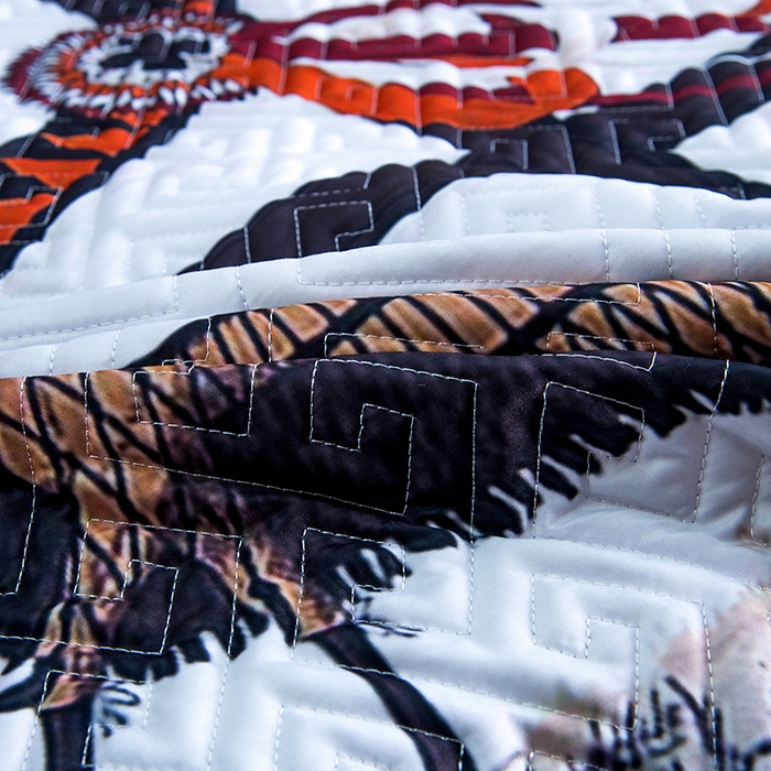 91家纺网 家纺一手货源 找家纺 爵仕家纺 2025新款凉感真丝床盖三件套 十骏马白