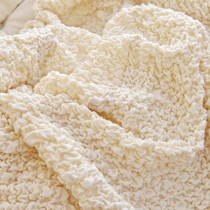 91家纺网 家纺一手货源 找家纺 启博家纺 2024新款奶油云纱毛毛虫沙发套 米白