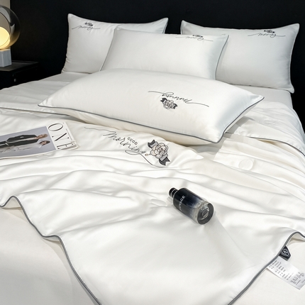 91家纺网 家纺一手货源 找家纺 （总）绘萱家居 2025直播绣花水洗天丝夏被四件套水洗真丝夏被冰丝夏凉被空调被-花艺