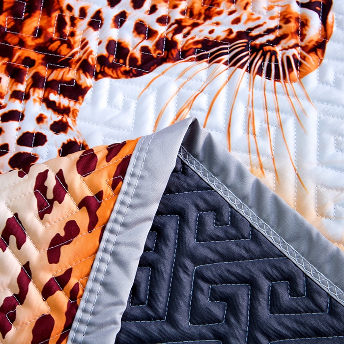 91家纺网 家纺一手货源 找家纺 爵仕家纺 2025新款凉感真丝床盖三件套 豹