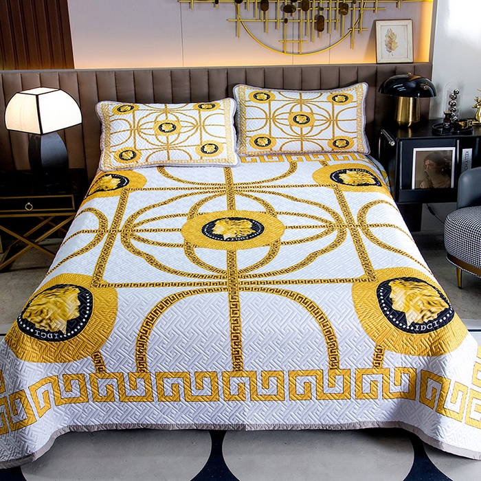 91家纺网 家纺一手货源 找家纺 爵仕家纺 2025新款凉感真丝床盖三件套 女皇