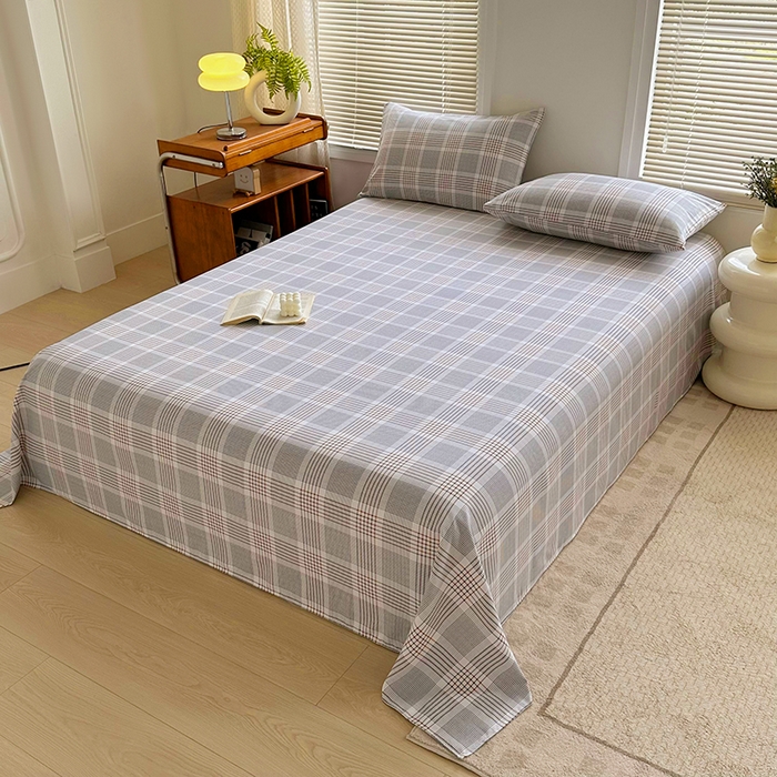 91家纺网 家纺一手货源 找家纺 家贝爱 2024新款3倍加厚水洗棉床笠床单 格韵灰