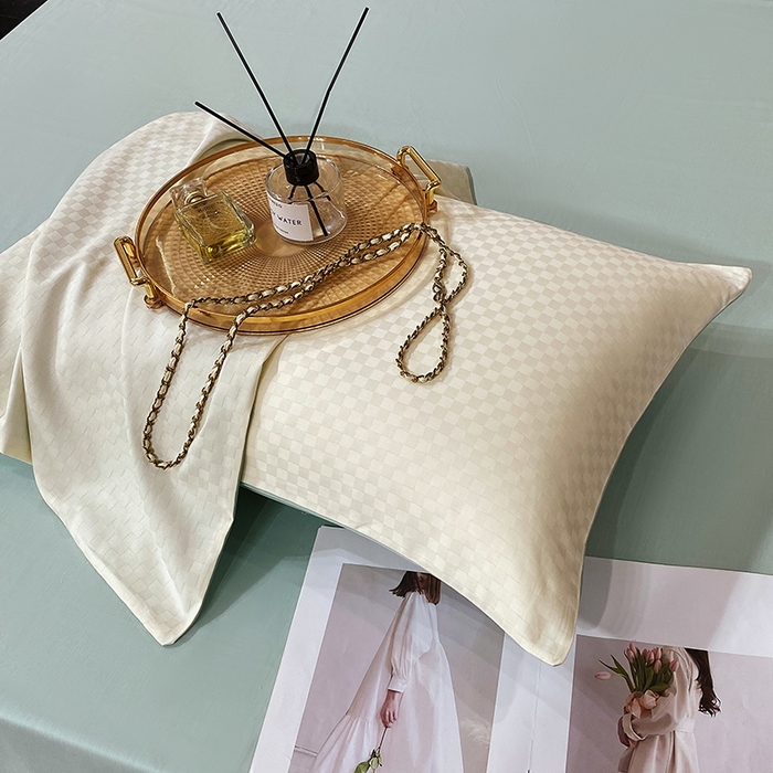 91家纺网 家纺一手货源 找家纺 （总）金鑫汇 2024新款提花小方格全棉套件单品系列-单枕套