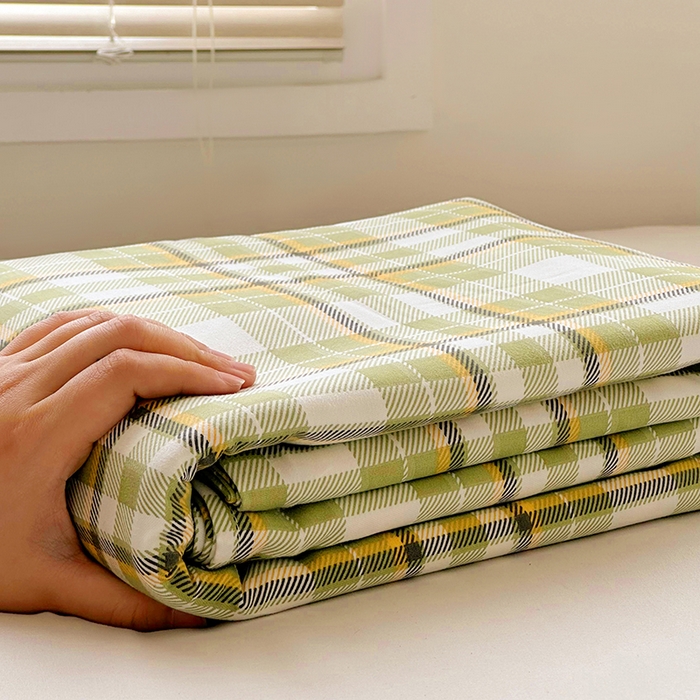 91家纺网 家纺一手货源 找家纺 家贝爱 2024新款3倍加厚水洗棉床笠床单 暖阳绿