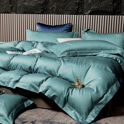 91家纺网 家纺一手货源 找家纺 （总）淳绵家居 2024新款50*50S双股长绒棉提花刺绣四件套-马德里