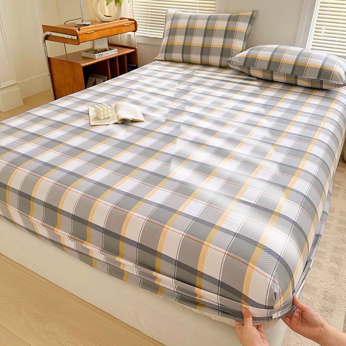 91家纺网 家纺一手货源 找家纺 家贝爱 2024新款3倍加厚水洗棉床笠床单 多维咖