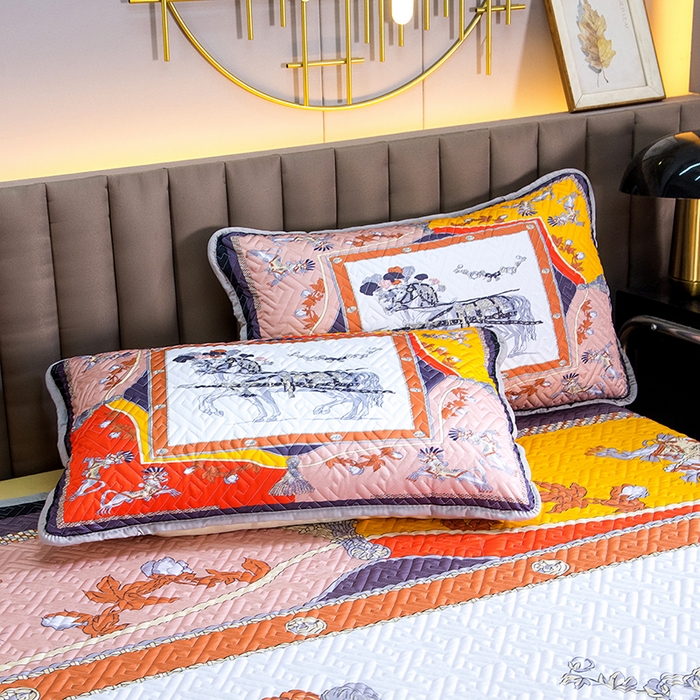 91家纺网 家纺一手货源 找家纺 爵仕家纺 2025新款凉感真丝床盖三件套 宫廷马