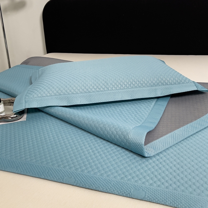 91家纺网 家纺一手货源 找家纺 凉百百 2024新款冰豆豆大豆款凉席冰丝席可折叠收纳直播优选 大豆款-蓝