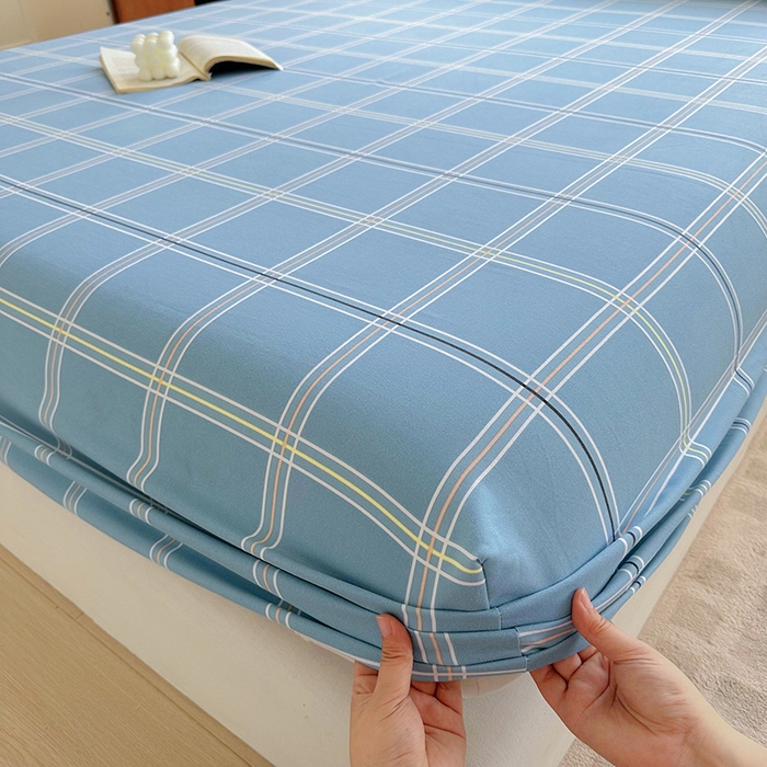 91家纺网 家纺一手货源 找家纺 家贝爱 2024新款3倍加厚水洗棉床笠床单 简尚蓝