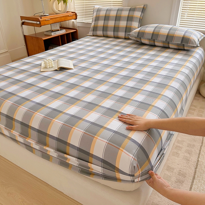 91家纺网 家纺一手货源 找家纺 家贝爱 2024新款3倍加厚水洗棉床笠床单 多维咖