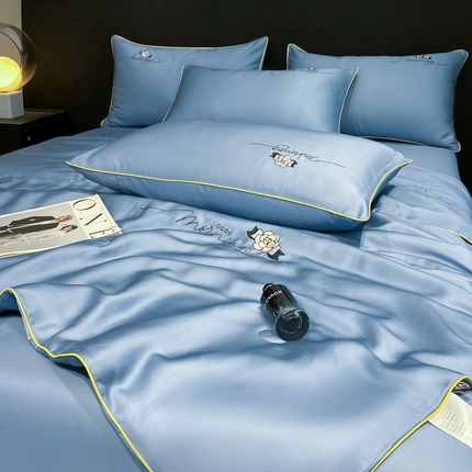 91家纺网 家纺一手货源 找家纺 （总）绘萱家居 2025直播绣花水洗天丝夏被四件套水洗真丝夏被冰丝夏凉被空调被-花艺