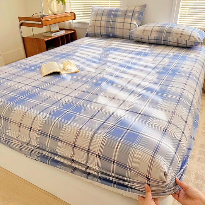 91家纺网 家纺一手货源 找家纺 家贝爱 2024新款3倍加厚水洗棉床笠床单 莫卡蓝