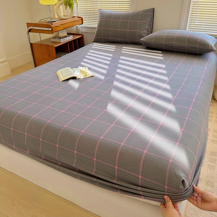 91家纺网 家纺一手货源 找家纺 家贝爱 2024新款3倍加厚水洗棉床笠床单 绅士灰