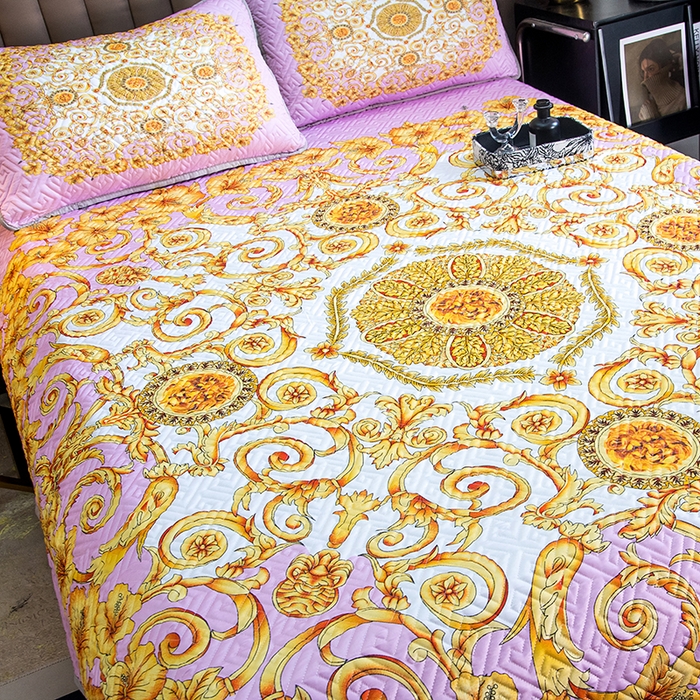 91家纺网 家纺一手货源 找家纺 爵仕家纺 2025新款凉感真丝床盖三件套 金典