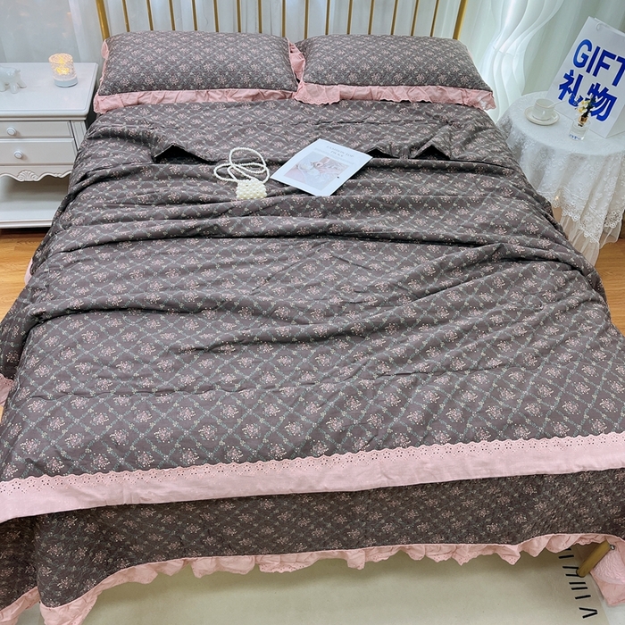 91家纺网 家纺一手货源 找家纺 暖居 2024新款包边春秋被床盖四件套 知画