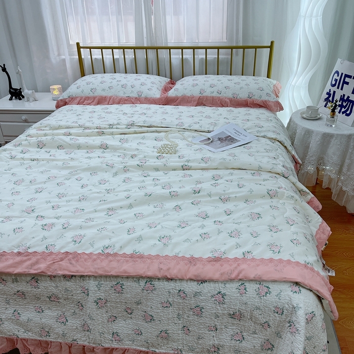 91家纺网 家纺一手货源 找家纺 暖居 2024新款包边春秋被床盖四件套 花期
