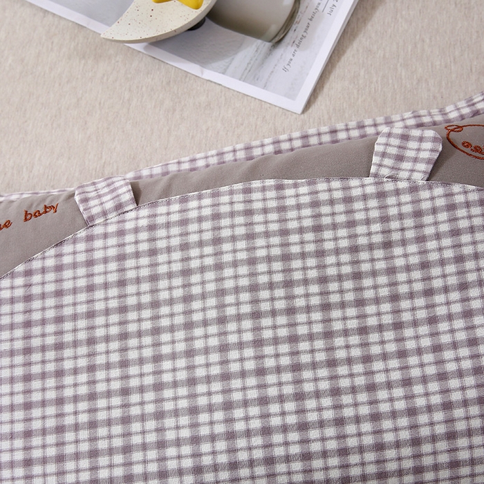 91家纺网 家纺一手货源 找家纺 梦叶草 2024新款全棉水洗棉儿童枕头纯荞麦枕芯小熊格子30×50cm荞麦枕 小熊耳朵方格荞麦枕-灰色30*50/只