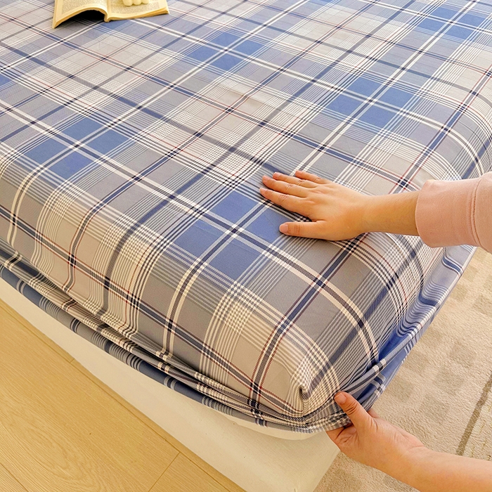 91家纺网 家纺一手货源 找家纺 家贝爱 2024新款3倍加厚水洗棉床笠床单 莫卡蓝