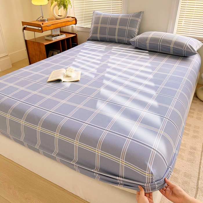 91家纺网 家纺一手货源 找家纺 家贝爱 2024新款3倍加厚水洗棉床笠床单 简尚灰