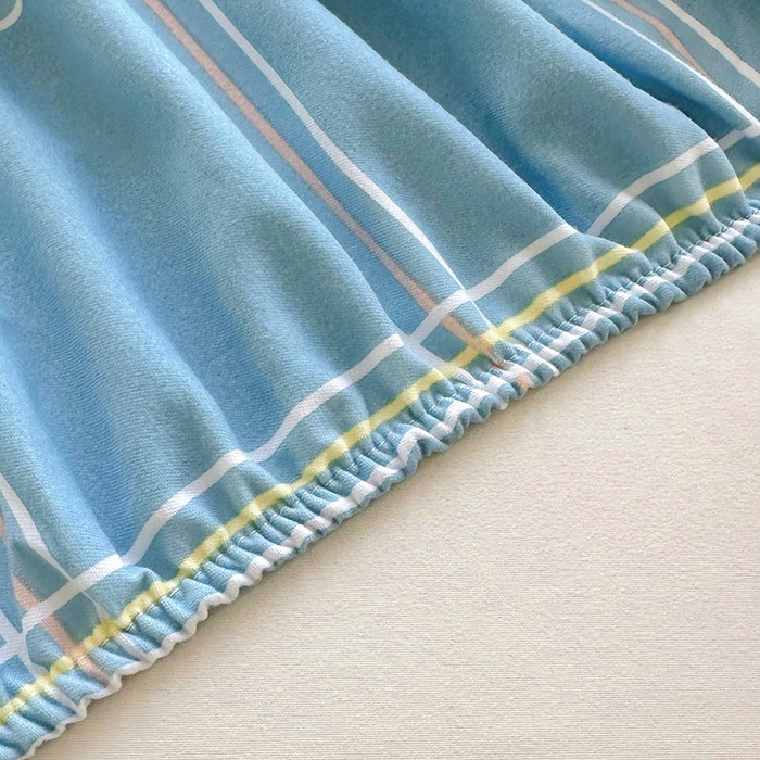 91家纺网 家纺一手货源 找家纺 家贝爱 2024新款3倍加厚水洗棉床笠床单 简尚蓝