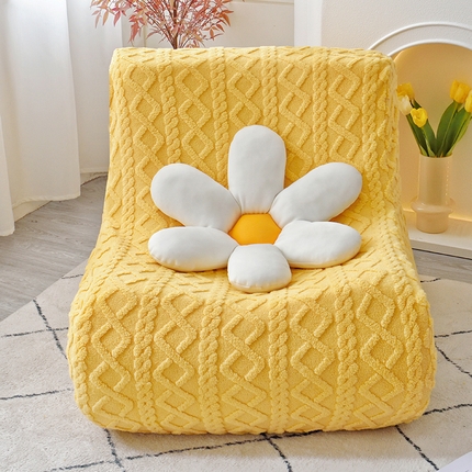 91家纺网 家纺一手货源 找家纺 启博家纺 2024新款提花绒毛毛虫沙发套 黄色