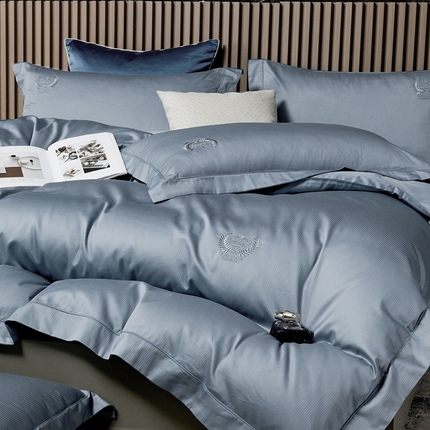 91家纺网 家纺一手货源 找家纺 （总）淳绵家居 2024新款50*50S双股长绒棉提花刺绣四件套-马德里